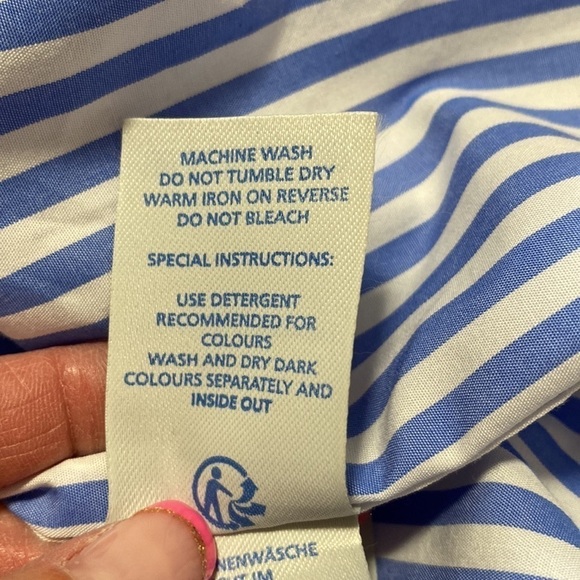 BODEN Girl Fit Blue White Striped Shirt Button Down Sz 4 - Picture 12 of 13